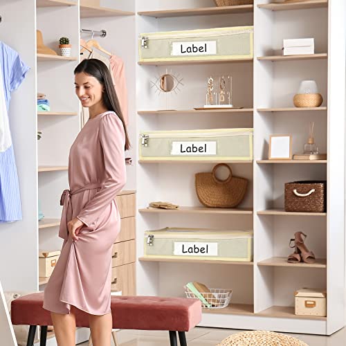 Panelee 6 Pcs 14 x 12 x 3 Inch Sweater Storage Bags Easy Gliding Zippered Sweater Package Organizer Closets Under The Bed Zippered Storage Bags with Label Pocket to Avoid Dust Dirt(Beige) - color: Beige