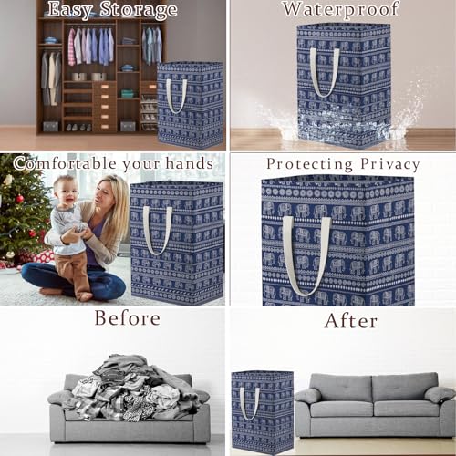 Waterproof Laundry Hamper Collapsible Laundry Basket Extended Cotton Handle Laundry Bag Large Clothes Storage Toy Organization for Bathroom Bedroom Laundryroom College Dorms - color: Caisanjiao-005