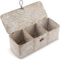 3 Section Seagrass Storage Basket, Handmade Shelf Baskets with Lid for Bathroom/Closet/Livingroom - color: Whitewash 3 Section with Lid