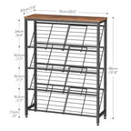 HOOBRO Shoe Rack, 5-Tier Narrow Slanted Shoe Storage Shelf, Slim Shoe Organizer for Front Door Entrance, Garage, Entryway, Holds up to 12-16 Pairs of Shoes, Rustic Brown and Black BF20XJ01