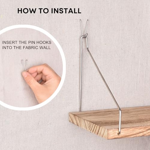 Fabric Wall Cubicle Shelf with Hooks for Work Decor, 11.8' Wooden Cubicle Organizer Storage Shelf with Hangers Cubicle Accessories for Women Men Desk, 3 Pack