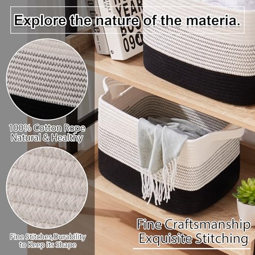 OIAHOMY Storage Basket, Woven Baskets for Storage, Cotton Rope Basket for toys,Towel Baskets for Bathroom - Pack of 3, Gradient Dark - color: Gradient Dark, size: 3 pcs-13”x9.9”x8.7”