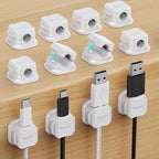 12 Pack Magnetic Cable Clip Organizer Cord Holder, Picozon Adhesive Cable Management, Wire Phone USB Charger Cable Holder, Keeper Organizer for Office Home Desktop Table - White - size: Pack of 12
