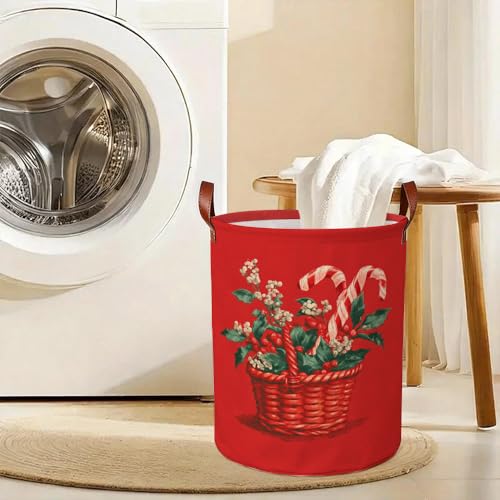 Holiday Botanical Illustration Laundry Basket Oxford Fabric 15.75 x 19.7 Inch Decorative Clothes Hamper Seasonal Storage for Bedroom Bathroom and Cozy Home Decor - color: Colorful589