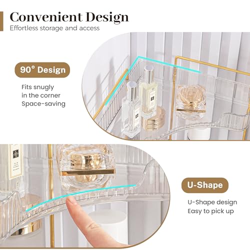 Aveniee Corner Bathroom Counter Organizer, Bathroom Countertop Shelf Makeup Organizer for Vanity Perfume Tray for Corner Storage (2 Tiers, White) - color: Pearl White, size: 2 Tier