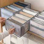 Large Size Wardrobe Clothes Organizers, 7-Compartment Foldable Drawer Organizers with Handles, 14.17 x 9.84 x 7.87 Inches, for Pants, Sweaters, Jeans