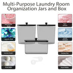 COAZEX 3 Pack Laundry Powder Container & Dryer Sheet Holder, Plastic Laundry Room Organization and Storage Jars with Lids, Labels & Scoops for Powder, Detergent, Scent Booster (Black) - color: C-Black(Black Lid)