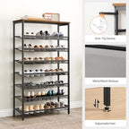 HOOBRO Shoe Rack for Entryway, 8-Tier Shoe Shelf, Large Capacity Shoe Storage Organizer for 21-24 Pairs of Shoes, Front Door Entrance, Hallway, Closet, Space Saver, Rustic Brown and Black BF18XJ01 - size: 8 Tiers (29.5"W)