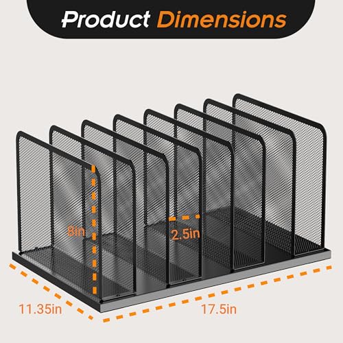 Kuntine.B Desk File Organizer 7 Upright Mesh Desktop Organizer File Sorter Office Organization File Holder for Home, Office & Classroom, 2 Pack - color: Black, size: 2 Pack 7-Section