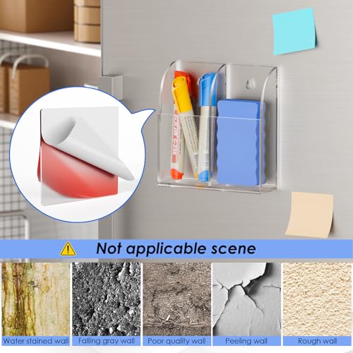 MaxGear Wall Marker Holder & Remote Control Organizer, 2 Compartments Acrylic Organizer for Remotes, Pens, Makeup, Markers, Clear Desk Wall Pen Holder for Whiteboard-5.4'' X 1.6'' X 5.5'', 2 Pack