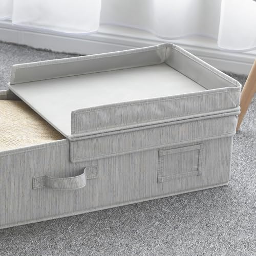 Under Bed Storage Bag with Flid-Top Lid, 1-Pack Blanket Storage Container for Clothes, Comforters & Seasonal Items, 30x12x6 .5 Inches, Gray - color: Grey