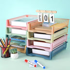8 Pack Boho Plastic Turn in Paper Trays for Classroom Storage Bin Basket Organizers for School Teacher Supplies Classroom Office Home Organization Storage Tray Holds 4A Paper File Document