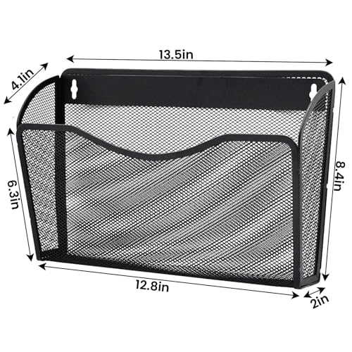 Gawerk 6 Pack Wall File Organizer, Mesh Wall File Pocket Mail Organizer Hanging Metal Vertical Wall Mounted File Holder for Office/Home - size: 6 Pack Wall Mounted