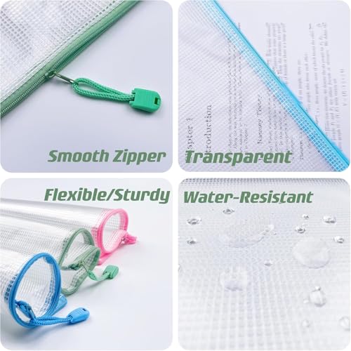 Plastic Mesh Zipper Pouch Document Folders Bag Zip File Bags for Office Supplies Storage Puzzle Games-15 Pcs (Multicolor, 3"x 5") - color: Multicolor, size: 3"x 5"