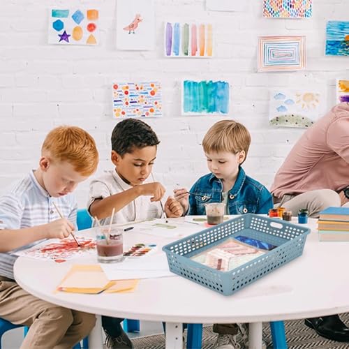 6-Pack Stackable Paper Trays with Handles, Modern Desktop Organizer for A4 Documents, Homework Turn-In Bins for Classroom & Office Use - color: MixColor