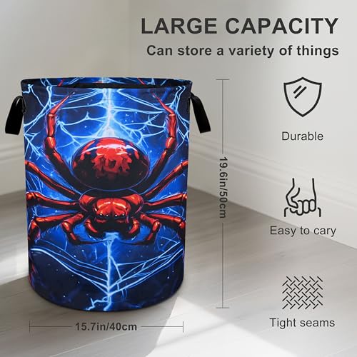 Halloween Web Laundry Basket Foldable Oxford Cloth Tote Bag Laundry Hamper Clothes Storage Bucket Organizer For Bathroom/Laundry Storage/Bedroom 19.6x15.7 Inch - color: Spider Web