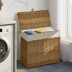 Greenstell Laundry Hamper with Lid, 125L Large Clothes Hamper with 3 Section & 2 Section Removable Liner Bags & 5 Mesh Laundry Bags, Handwoven Synthetic Rattan Divided Laundry Basket, Natural - color: Natural