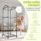NomNest Stuffed Animal Storage Zoo, Large Carbon Steel Plushies Organizer, Heavy Duty Metal Teddy Bear Toy Holder with Wheels for Kids' Bedroom & Playroom & Nursery (Wheeled, Black) - color: Wheeled, Black