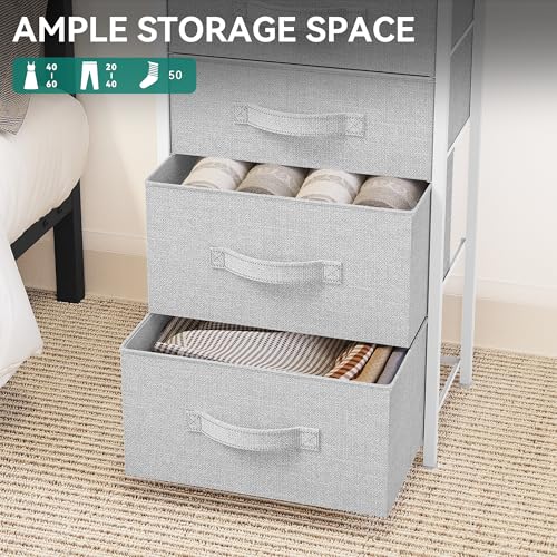YITAHOME Tall 5 Drawer Dresser - Fabric Storage Tower, Organizer Unit for Bedroom, Living Room, Hallway, Closets - Sturdy Steel Frame, Wooden Top & Easy Pull Fabric Bins - Light Grey - color: Pale Gray, style: 5-Drawer