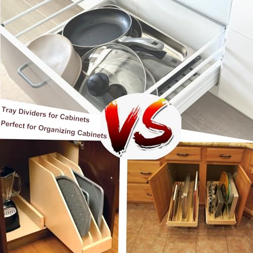 Tray Dividers for Kitchen Cabinets, 15.5inch x22.5inch x12inch,Cabinet Tray Dividers, For Cookie Sheets, Baking Sheets,Racks Lids, Flat Items, Perfect for Organizing Cabinets, 5 Years Warranty - size: 4 Tier Tray Dividers for Cabinets, style: 4 Tier Bambo