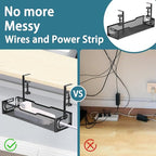 Under Desk Cable Management Tray, No Drill Mesh Desk Cable Tray, Wire Management Tray Cable Management Rack, Wire Organizer and Cable Management Box (Black) - color: 1Pack-Black (15.3'')