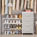 Cidaziya Expandable Closet Organizers and Storage, 4 Drawer Dresser, White Fabric Storage Dresser, Clothes Shelves for Kids, Purse Organizer Small Shoe Rack for Closet Bedroom - size: 11.8"D x 43.4"W x 29.8"H (4 Drawers)