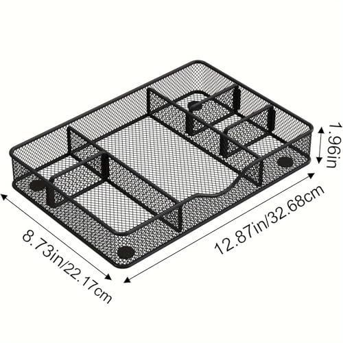 VyGrow Desk Drawer Organizer Tray, Metal Mesh Drawer Organizers Office, 6 Adjustable Compartment, Desk Organizer Tray for Home Office 12.87L x 8.73D x 1.96H inch, Black, 1PC Medium - color: 1PC Medium