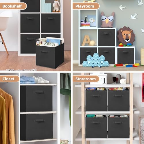STORAGE MANIAC Storage Cubes, 13 Inch Collapsible Storage Bins with Handles, 4 Pack Fabric Foldable Bins for Organization, Durable Storage Bins for Closet, Shelves, Offices, Toys, 4-Pack Black - color: Black-4 Pack, size: 13 INCH