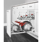 Rev-A-Shelf 2-Tier Kitchen Cabinet Pullout 20.75" Cabinet Organizer for Pots, Pans, and Lid Cookware, Adjustable Heavy Duty Wire, Chrome, 5CW2-2122-CR - size: 21 in.