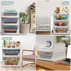 Goderewild Stackable Foldable Storage Baskets, Folding Storage Bins, Closet Organizers and Plastic Drawer Shelf Storage Container for Wardrobe, Cupboard, Kitchen, Bathroom, Office (White, 2L2S) - size: 2L2S
