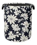 Black White Daisy Laundry Basket - Heavy Duty 60L Dirty Clothes Organizer, Water Resistant Foldable Hamper for Men Women - color: Black White Daisy