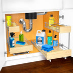 LYNK PROFESSIONAL® SELECT™ Pull Out Under Sink Kitchen Cabinet Organizer - 11.5 in. x 18 inch deep Drawer - Sliding Shelf Organizer and Undersink Storage Shelves - Lifetime Ltd. Warranty – Chrome - color: 11.5"W x 18"D Wood
