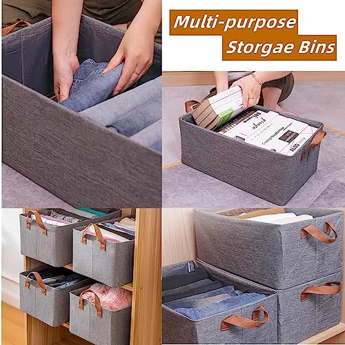 Fordonral Pack of 3 Large Capacity Storage Bins Closet Organizer System, Sturdy Foldable Storage Boxes for Organizing Clothing, Sheets, Toys, Books - Shelf Organizer Shelves Basket Storage Bin - color: Gray