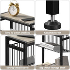 Small Side Table for Small Space, 3-Tier Narrow End Table with Magazine Holder, Slim Nightstand, Skinny Snack Couch Table in Living Room, Bedroom, Study, Kitchen and Balcony (Greige) - color: Greige