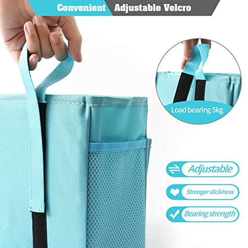 Bseash Bunk Bed Organizer, Bedside Caddy Hanging Bed Organizer Storage Bag with 4 Pockets and 2 Hooks, for College Dorm Rooms Bed, Hospital Bed, Baby Bed Rails, 600D Oxford Cloth (Light Blue) - color: Light Blue, size: Small