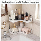 2-Tier Solid Wooden Corner Organizer with Elegant Scalloped Edge, Modern Stylish Shelf for Bathroom Vanity & Kitchen Countertop Storage, Moisture-Resistant with Anti-Fall Fences & Anti-Slip Pads