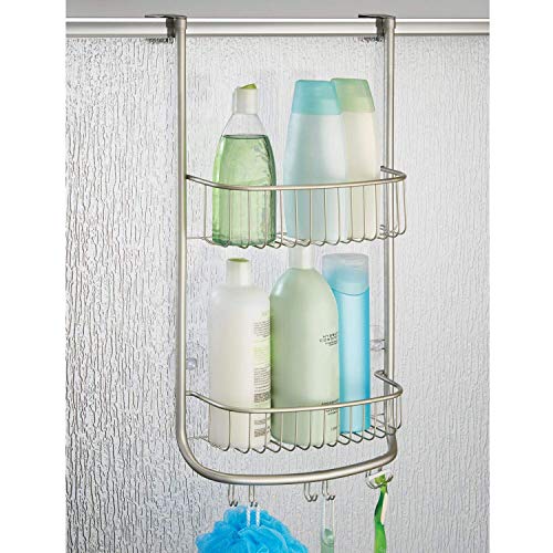 iDesign Forma Bathroom Over The Door Shower Caddy with Storage Baskets Shelves for Shampoo, Conditioner, Soap, Set of 1, Satin - color: Satin