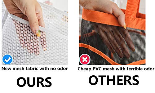 ALYER Mesh Shower Caddy Basket,Large Shower Bag Tote,Hanging Bath Toiletry Organizer with 1 Big Separated Inner Compartment and 6 Deep Outer Pockets (Black) - color: Black