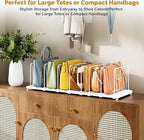 Dmevkic Extendable Purse Organizers Purse Storage. Length 15-27inch. Bag Organizer Purse Holder for Closet with 8 Adjustable Shelf Dividers（White） - size: Range (15–27")