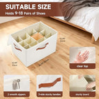 2-Pack Shoe Organizer for Closet, Foldable Shoe Storage Container with Adjustable Dividers & Clear Lid, Holds Up to 12 Pairs, Space-Saving Shoe Boxes, White - size: Medium