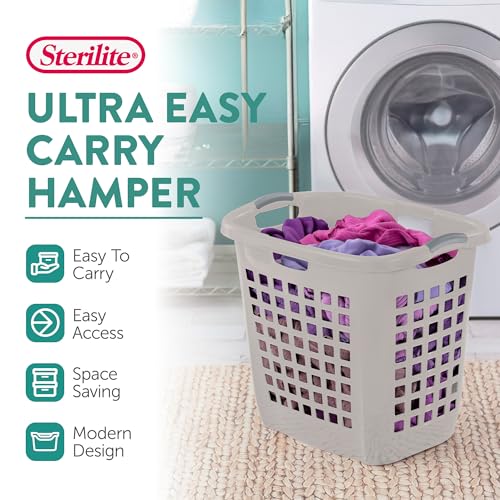 Sterilite 4-Pack 2.1 Bushel Ultra Easy Carry Hamper, Laundry Basket Organizer, Gray Pumice - Large Plastic Clothes Bin for Home, Dorm, Bathroom, and Bedroom Organization - color: Gray Pumice