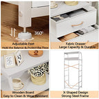 Furnulem White Dresser with 5 Drawers, Vertical Storage Tower Fabric Dresser for Bedroom, Hallway, Entryway, Nursery, Closet Organizer, Nightstand Bedside Table Furniture, Sturdy Steel Frame, Wood Top - color: White, style: 5 Drawers