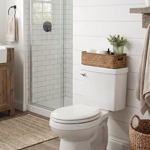 StorageWorks Wicker Toilet Paper Basket for Back of Toilet Baskets, Seagrass Bathroom Basket Organizer and Storage for Tank Topper, Small Tank Trays for Decor with Built-in Handles, Brown - color: Brown (Seagrass)