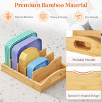 Lifewit Bamboo Lid Organizers for Inside Cabinet, Food Storage Container Lid Holder with 4 adjustable Inserts & 5 Sections, Kitchen Pantry organizer and storage, 10.6" X 8.3" - size: Medium(10.6" x 8.3")