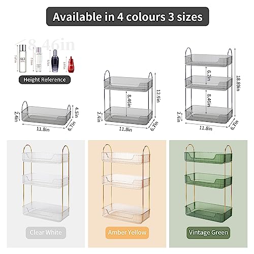 Akinbas 3 Tier Bathroom Organizer Countertop Makeup Perfume Tray Skincare Organizer for Bathroom Dresser Vanity (Grey) - color: Misty Grey, size: 3 Tier