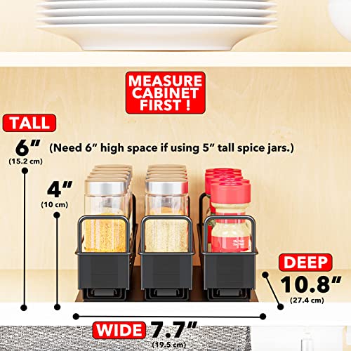 SpaceAid Pull Out Spice Rack Organizer for Cabinet, Heavy Duty Slide Out Seasoning Kitchen Organizer, Cabinet Organizer, with Labels, 7.7" W x10.75 D x4 H, 3 Drawers 1-Tier - style: Three 2"W Drawers, 1-Tier
