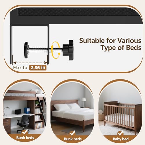Bedside Shelf for Bunk Bed, 2 Tier Clip On Bed Shelf with Drawer & Cable Management, Under Mattress Bedside Shelf for Dorm Room, Loft Frame, College Dorm Essentials, Back to School (Brown) - color: Brown