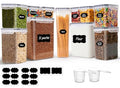 ComSaf Airtight Food Storage Containers with Lids, 11 Pcs Canisters Sets for the Kitchen, Plastic Pantry Organizers and Storage for Cereal, Flour, Sugar,Kitchen Storage Containers Include Labels - size: 7 Size-Rectangle