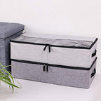 AARAINBOW Foldable Under Bed Clothes Organizer with Lid, Underbed Storage Container with Adjustable Dividers, Clear Window, Gray - color: Gray