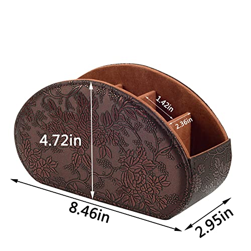 Leather Remote Control Holder TV Remote Caddy Store Box, Bedside Table Organizer for Controller, Media Player, Brush, Glasses, Note Paper and Pen Storage(Retro) - color: Retro